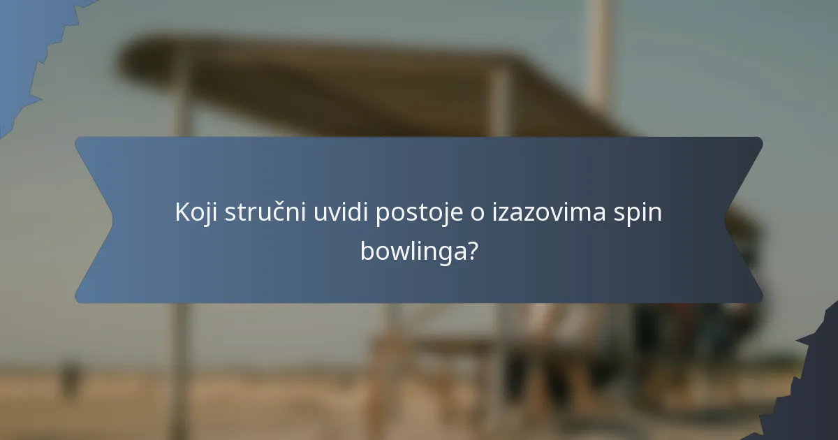 Koji stručni uvidi postoje o izazovima spin bowlinga?